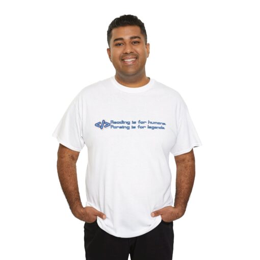 Reading Is for Humans. Parsing Is for Legends – Unisex Heavy Cotton Geeky Coding Shirt - Gift for Book Lovers and Parents, Casual Wear - Image 5