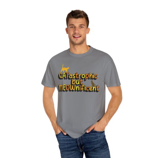 CATastrophic but MEOWnificent Unisex T-shirt, Funny Cat Tee, Gift for Cat Lovers, Cute Graphic Shirt, Casual Wear, Pet Parent Present - Image 3