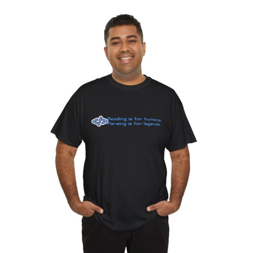 Reading Is for Humans. Parsing Is for Legends – Unisex Heavy Cotton Geeky Coding Shirt - Gift for Book Lovers and Parents, Casual Wear - Image 2