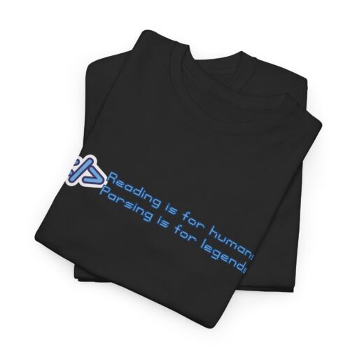 Reading Is for Humans. Parsing Is for Legends – Unisex Heavy Cotton Geeky Coding Shirt - Gift for Book Lovers and Parents, Casual Wear - Image 3