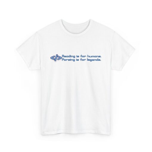 Reading Is for Humans. Parsing Is for Legends – Unisex Heavy Cotton Geeky Coding Shirt - Gift for Book Lovers and Parents, Casual Wear - Image 4