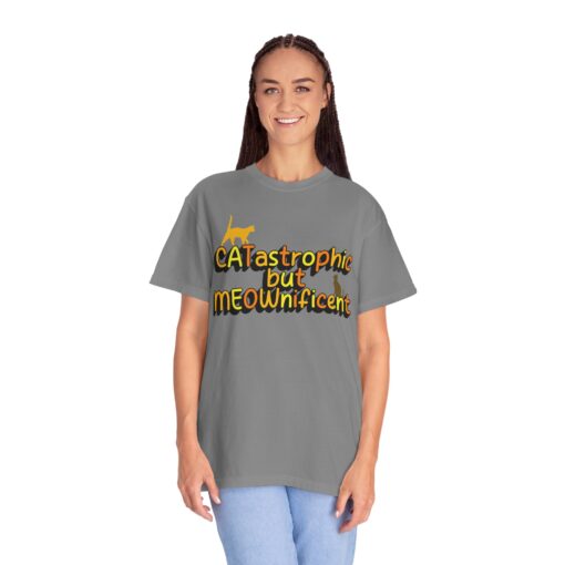 CATastrophic but MEOWnificent Unisex T-shirt, Funny Cat Tee, Gift for Cat Lovers, Cute Graphic Shirt, Casual Wear, Pet Parent Present - Image 4