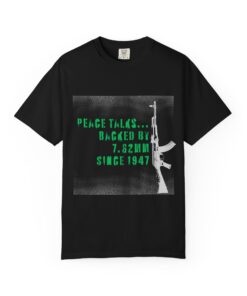 Peach Talks - Backed by 7.62mm Vintage Military T-Shirt, Unisex Tee, Anti-War Apparel, Casual Wear, Statement Clothing